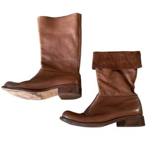 GEE WAWA BULLHIDE BROWN LEATHER FOLD OVER SLOUCH BOOTS SIZE 7